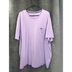 Tommy Bahama Mens XXL TShirt Purple Short Sleeve Pocket Crew Neck Palm Tree Logo